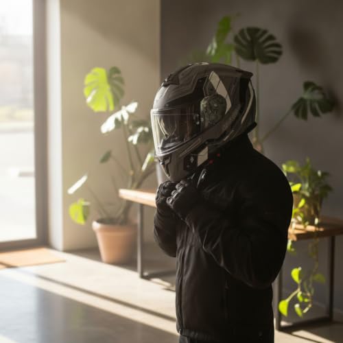 Casco modular abatible para ciclistas con rutas bajo el sol 4