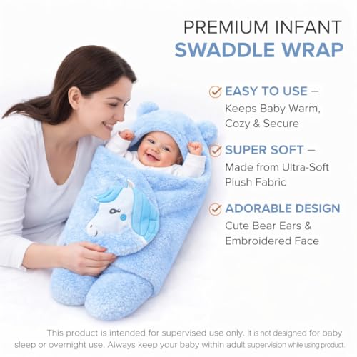 Image of BRANDONN Baby Blanket Newborn Gift Pack of Swaddle Wrapper, 0-9 Months, Length 68 cm x Width 68 cm