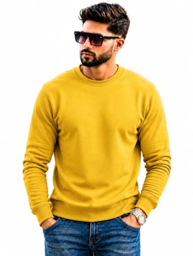 Image of Mack Jonney Men's Solid Winter Sweatshirt|Soft Fleece Fabric Full Sleeve Round Neck Sweatshirt|Stylish Casual Wear for Men-mj-281