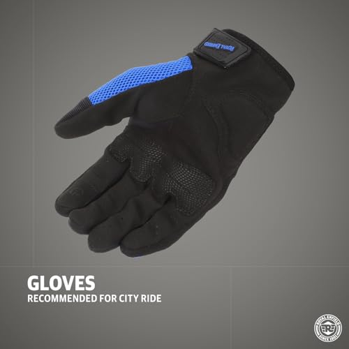 Image of Royal Enfield Rambler V3 Riding Gloves |TPR Knuckle Protectors for Protection Against impacts and Abrasion| 100% Polyester Air mesh| Poly Stretch Fabric for Comfortable fit Blue XL 23CM