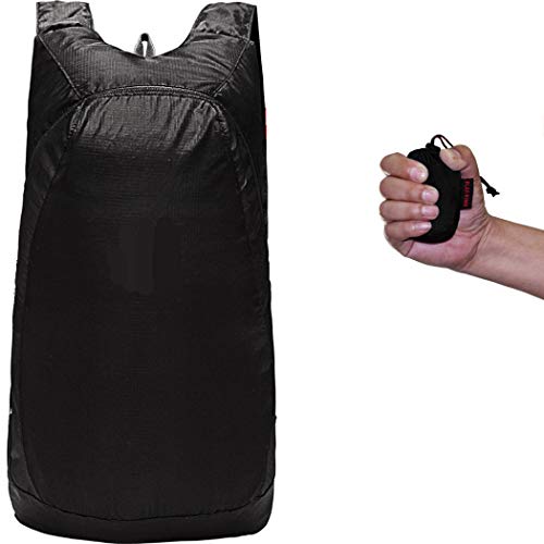 Abcsea 1 Pieza Negro Mochila Plegable Ultraligera 20L  de Viaje Impermeable  pequeña