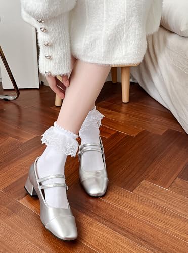Lace Ruffle Frilly Socks for Women - White Lace Ankle Socks Girls/Women Princess Socks3