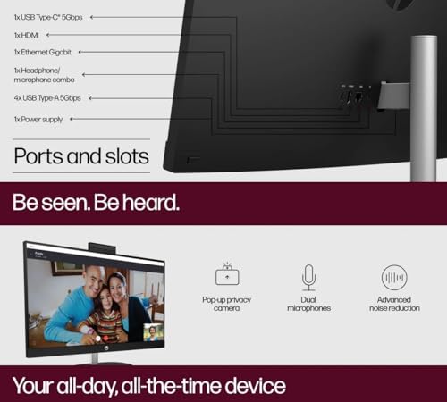 Image of HP All in One 27 Inch Touchscreen Desktop Computer, FHD IPS Anti-Glare Screen, Intel 12-core Ultra 7 155U, Intel IrisX GPU, 64 GB DDR5, 2 TB SSD, Wi-Fi 6, USB Drive, Windows 11 Pro, w /Accessories