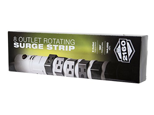 Protector eléctrico Monoprice 8 tomas rotativo con protección de sobretensión de 2160 joules color gris miniatura 6