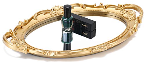 Sooyee Decorative Tray - Gold Mirror Tray for Bathroom Vanity, Dessert & Coffee Table, Home Decor with Handle
