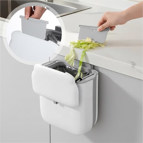 Caneca de basura plegable para cocina 10 litros blanca miniatura 5