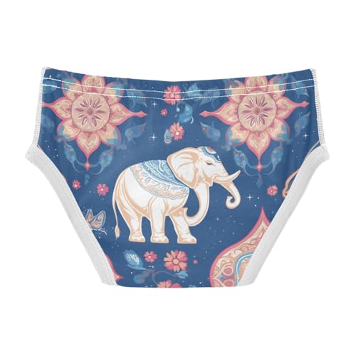 KLL Colorful Elephants Decorated Mandala Toddler Boys Comfort Boxer Briefs Breathable Children Panties2