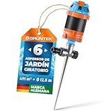 GRÜNTEK Aspersor de Riego Césped Aspersor Giratorio Automatico 360° Sectorial con Estaca de Metal - Regador Circular Riego Jardines Grandes Superficies - Alcance máximo 12.5 M