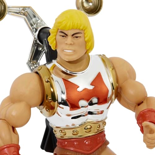 Masters of the Universe HDT22 Origins Deluxe He-Man with Flying Fists, 14 cm Action Figures, for Playing and Collecting, Toy Gift for Children from 6 Years and Adult Collectors