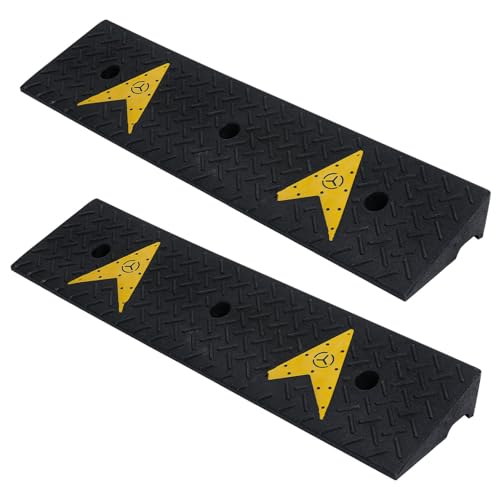NAMOARLY 2Pcs Heavy Duty Rubber Curb Ramp for Car Truck Motorcycle Driveway Threshold Ramp Wheel Ramps for Drive Over Cable Protection and Access to Steps
