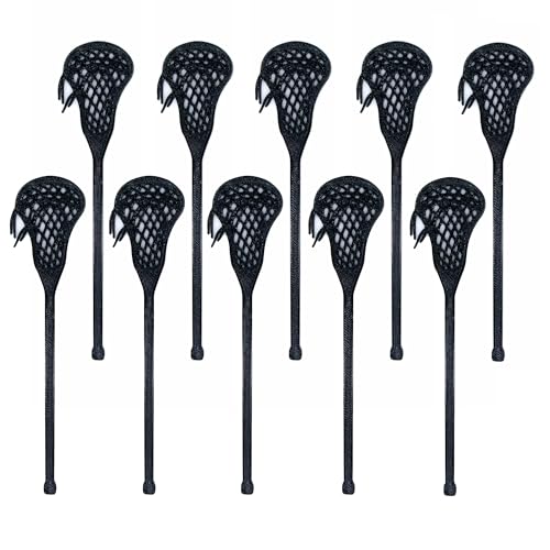 3D Printed Lacrosse Stick Cupcake Toppers â€“ Set of 10 â€“ Sports Birthday Party Cake Decorations â€“ 5\" Tall, Durable Plastic Picks â€“ Reusable â€“ Made in USA