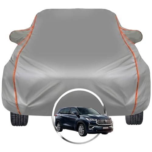Image of Pivalo Car Cover for Toyota Innova Hycross - Fits All Model & Year | 100% Waterproof All-Weather UV & Paint Protection | Premium 3-Layer Fabric | Triple Stitched with Reflective Piping (Grey)