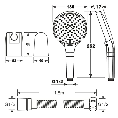 3 modes de pulvérisation pour douche ronde économique noire