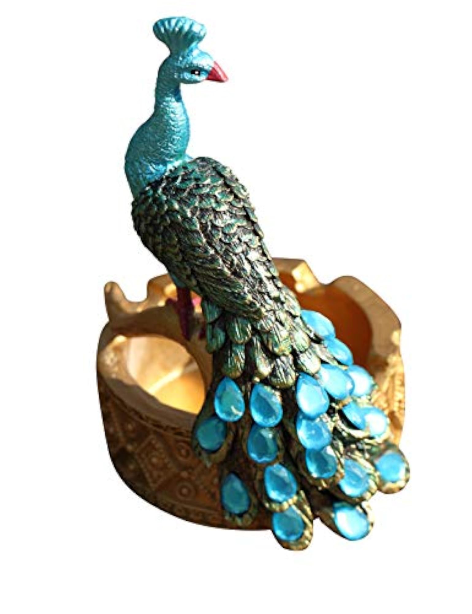 Resin Peacock Decor Ashtray, Unique Bird Figurine