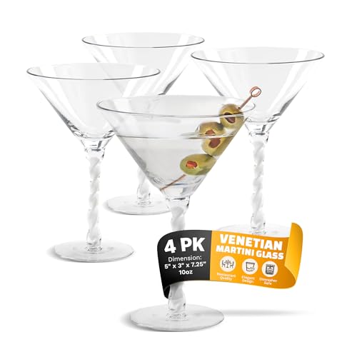 IMPULSE! VENETIAN MARTINI Glass - 7 oz, Clear - Perfect for Classic, Vodka, Cosmopolitan, Appletini, Espresso, French, Gibson, Manhattan, Gimlet Cocktails - Dishwasher Safe, 5 x 3 x 7.25 inches