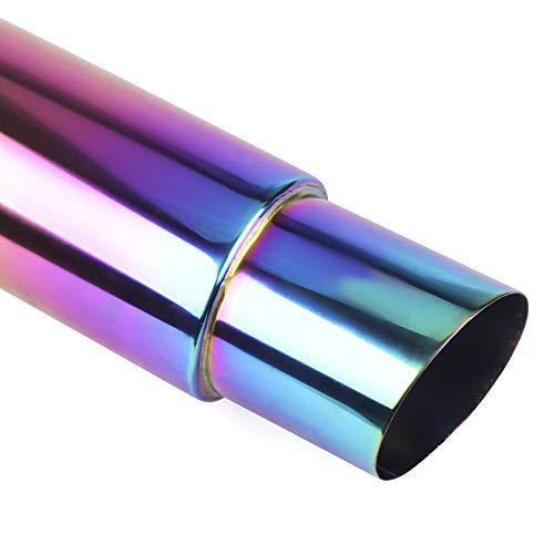 Image of Exhaust Muffler,Universal Stainless Steel Exhaust Burnt Tip,14.8 inches Length,2 inches Inlet 3 inches Outlet,Neo Chrome