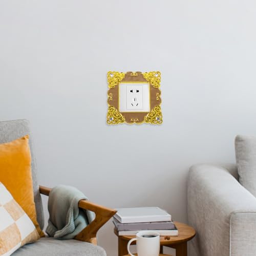 Cubierta del interruptor Lurrose de 3 series protectora de plástico dorado para pared 2 piezas 3