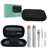 nugbuddy J-Kit - On The go Travel Case Accessory, Carbon Lining - Water Resistant Case + Glass Accessories with included Tubes, Tips, and More (Smoke)