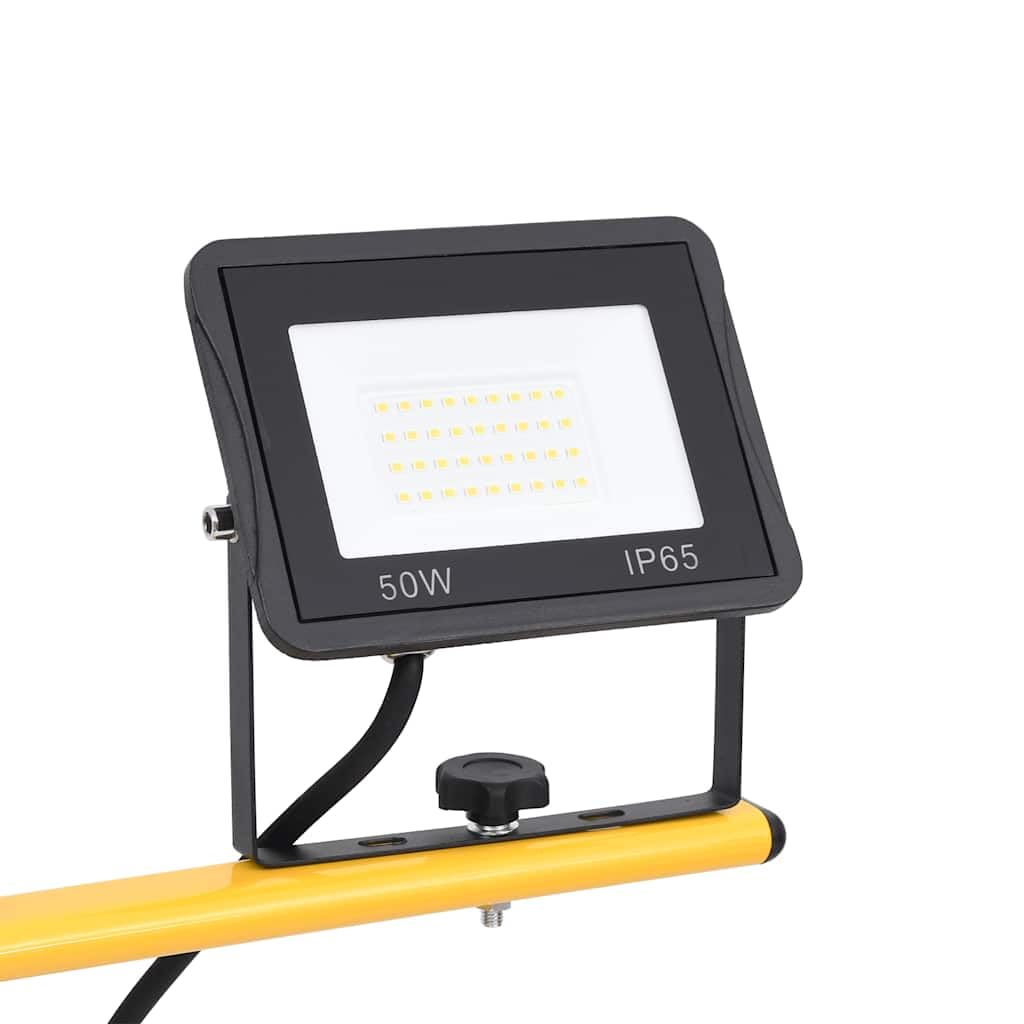 LED-Fluter mit Stativ 2x50 W, 7000 lm Baustrahler, Warmweiß 3000 K, höhenverstellbare Arbeitsleuchte für Werkstatt und Baustelle, 3 m Kabel
