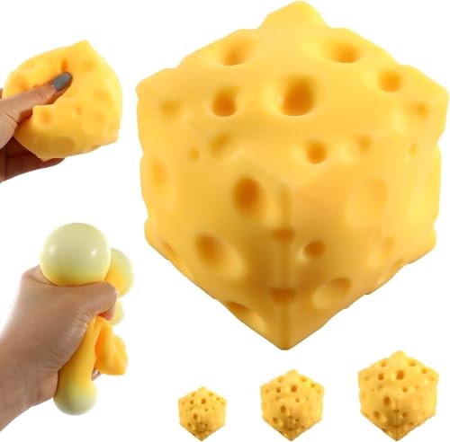 Cheese Squishy (7cm) Cheese Block Squeeze Toy Squishies Stress Relief Fidget Toy for 3+ Year Boys Girls Classroom Party Favors Goodie Bags Fillers Birthday Day Gifts and Prize