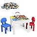 Produktbild LADUO Kindertisch mit Stühle, 100pcs Mini Bausteine Ziegelspielzeug, 5-in-1 Kleinkind Spieltisch Kinderschreibtisch Lerntisch Spieltisch Bausteintisch und 2 Stühle, Kindersitzgruppe