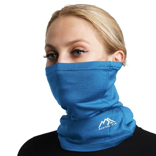 Merino.tech Merino Wool Ski Neck Gaiter - Face Mask Neck Warmer for Men & Women (165 Deep Ocean)