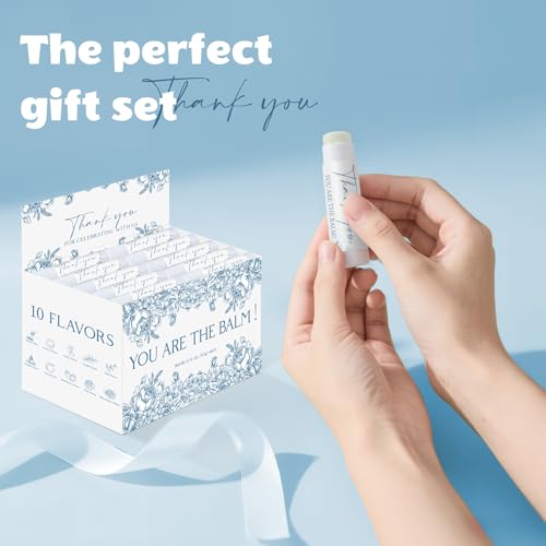 Image of 50 Pack Moisturizing Lip Balms in Bulk Blue Flower Wedding Gifts Reception Ideas Party Favors Thank You For Celebrating With Us Baby Shower Birthday Gift You Are The Balm Beeswax Something Blue