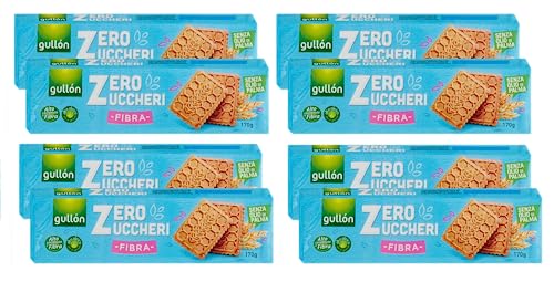 8X Gullon Fibra Zero Zuccheri Biscotti con Fibra Senza Olio di Palma 170g [8 Confezioni]