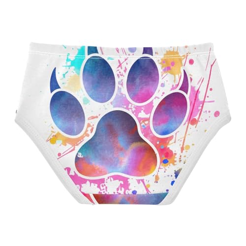 Watercolor Dog Paw Print Toddler Underwear Floral 2t Cotton Panties Little Girl Animals Briefs Kids Undies2