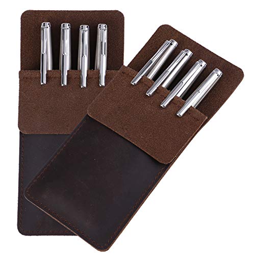 Preisvergleich Produktbild 2 Packungen Echtleder Taschenschutz strapazierfähige Stifttasche Handarbeit Leder Stifttaschen Schutz für Stifte Bleistifte Schule Büro Zubehör