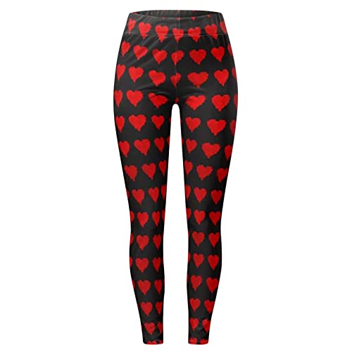 Qvkarw Calças femininas personalizadas para dia dos namorados estampadas leggings personalizadas par