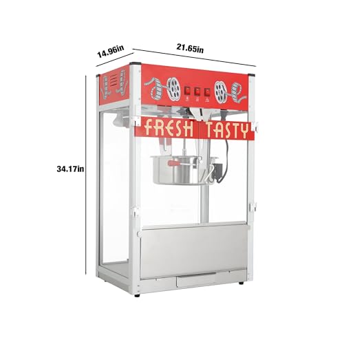 Image of Tabletop Popcorn Machine & 30oz kettle for Commercial, 1650W, Red