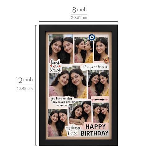 Image of Personalized Photo Frame 8x12 Inch | Custom Collage Photo Frame Gift for Birthday, Anniversary, Couple, Friends | Acrylic Sheet with MDF Back | Wall Decor Memory Frame (D-10)