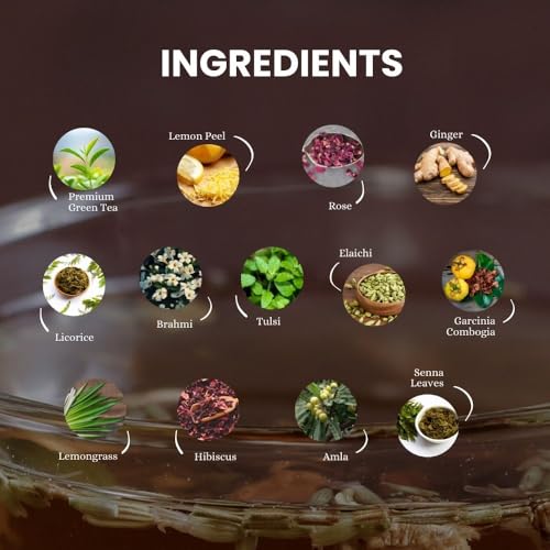 Image of Infuusio Slimming Herbal Tea, 50g, Green Tea Blend with Garcinia Cambogia, Senna, Amla, Lemongrass, Rose, Hibiscus for Weight Management, Metabolism Support (Pack of 3)