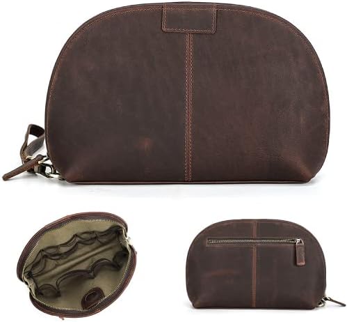 CataPurus Electronic Organizer Bag, Top Grain Leather, Retro Vintage Design, Fully Handmade, Portable Travel Electronic Accessories Storage Cases for Phone, Cables, Chargers, Hard Drive, Cards, AirTag