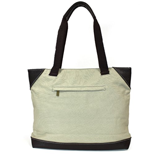 Image of CHALA Canvas Tote Bag - Women Shoulder Purse with Detachable Charm /Keychain