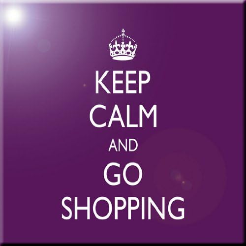 Rikki Knight Keep Calm and Go Shopping on Purple Color Design Art Ceramic Tile, 4 by 4-Inch