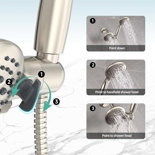 Image of SR SUN RISE Dual 2 in 1 Shower System with Handheld,Brushed Nickel