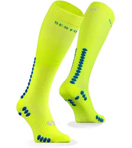 sesto senso Kompressionsstrümpfe Sport Gelb Neon Hohe Sportsocken Wadensocken Laufsocken 35-38 Yellow