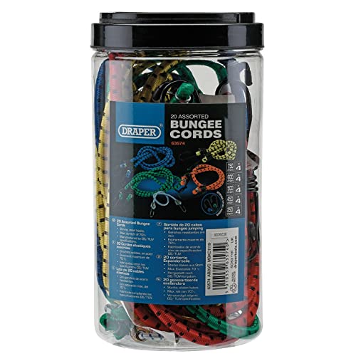 Draper 63574 Assorted Elastic Straps, 20 Pieces , Blue, 70%