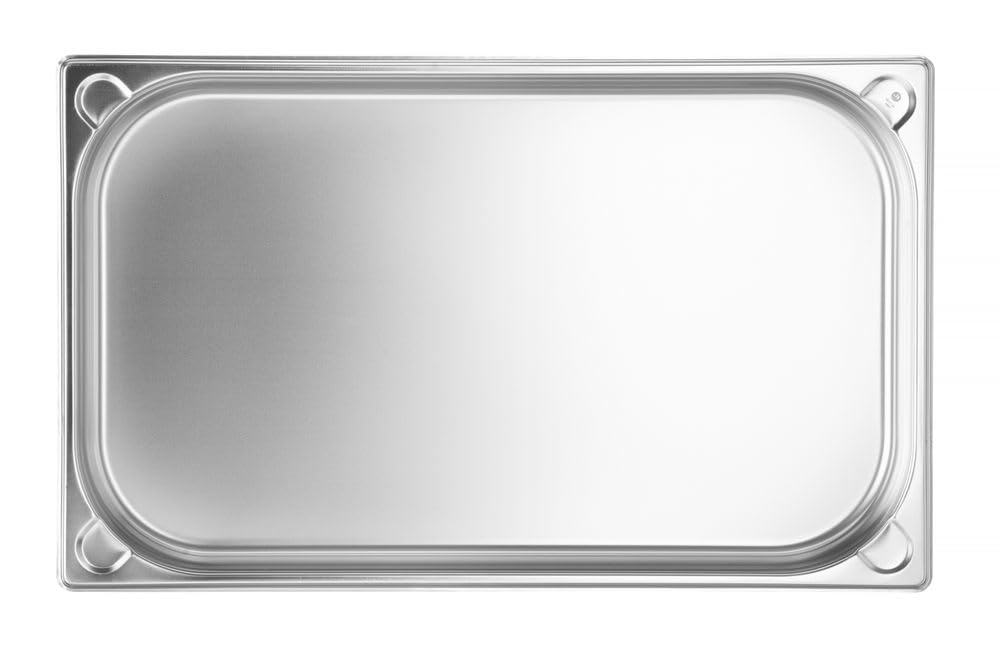 HENDI Recipiente GN 1/1,contenedor GN,esquinas reforzadas,resistente a Temperaturas de -40° a 300°C,apto para hornos,congeladores,calientaplatos,baño María,9L,530x325x(H) 65mm,acero inoxidable