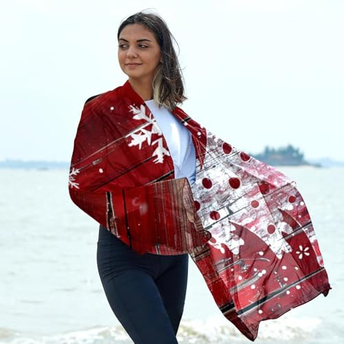 Silk Scarves for Women,Long Lightweight Shawls for Women,Christmas Snowflakes Tree4