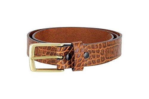 MZ Crocodile Embossed Pattern 1-3/8" (35mm) Wide Leather Belt for Men3