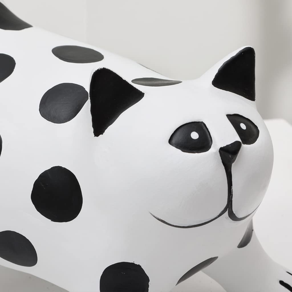 白地に黒の水玉模様猫の置物2体セット Amazon.co.jp: モダンな黒と白の水玉模様の猫の動物の彫刻の置物家の