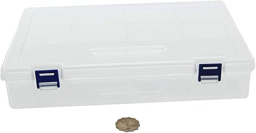 Miniatura 10 de Bettomshin Caja de almacenamiento de componentes PP de 13.78 x 8.66 x 1.89 pulgadas, organizador de plástico, contenedor ajustable, 28 rejillas