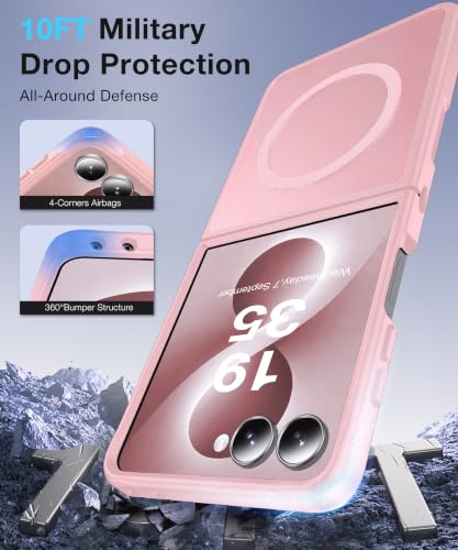 Image of NO.1 Magnetic for Samsung Galaxy Z Flip 8 Case with MagSafe | [Military Grade Drop Tested][Translucent Matte][Anti-Fingerprint] Soft Silicone Bumper for Samsung Flip 8 Case Slim,Pink