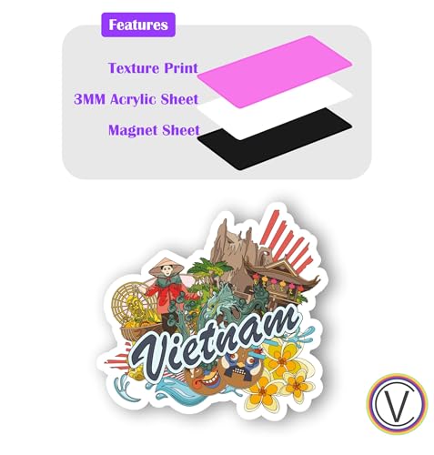 Image of Vietnam Acrylic Fridge Magnet - UV Textured Printed, Stylish Multicolor Magnet for Fridge, Wardrobe & Metal Surfaces, Pack of 1 (Vietnam)