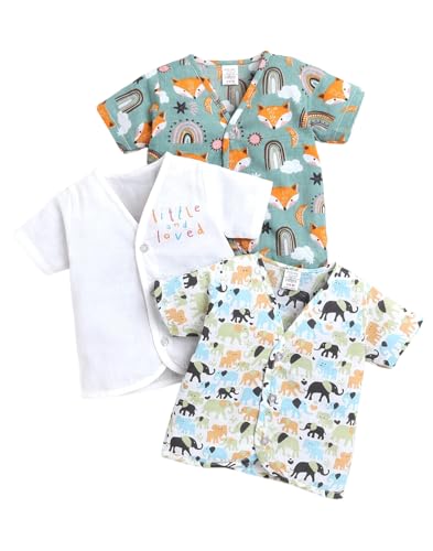 Image of POLKA TOTS 100% Organic Muslin Jhabla for Baby Boys & Girls | Unisex Half Sleeves Front Open Vest for Infants | Ultra-Soft, Breathable & Lightweight Summer Jabla Set | Regular Fit (Pack of 3)
