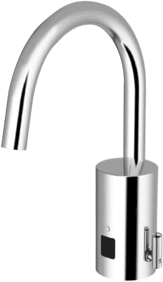 Optima EAF-750-ISM Sensor Activated Touch-Free Faucet, Commercial Grade with Mounting Hardware - 1.5 GPM Battery-Powered Deck-Mounted Gooseneck Body, Polished Chrome Finish, 3335074