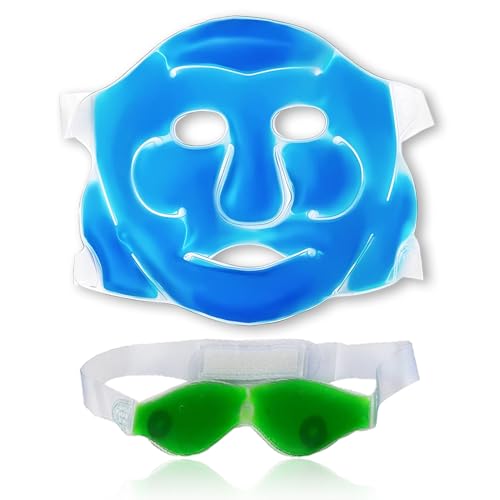 Image of Aqua Ice Face & Eye Cooling Gel Mask and Aloe Vera Gel Mask Ice Pack for Face and Eye Patches Remove Dark Circles, Fatigue Cool Eyes Patch Pads Eye Care | Facial Skin Refresh Face Mask for Hot & Cold Therapy (Blue Face Mask, Aloe Magnetic Eye Mask)
